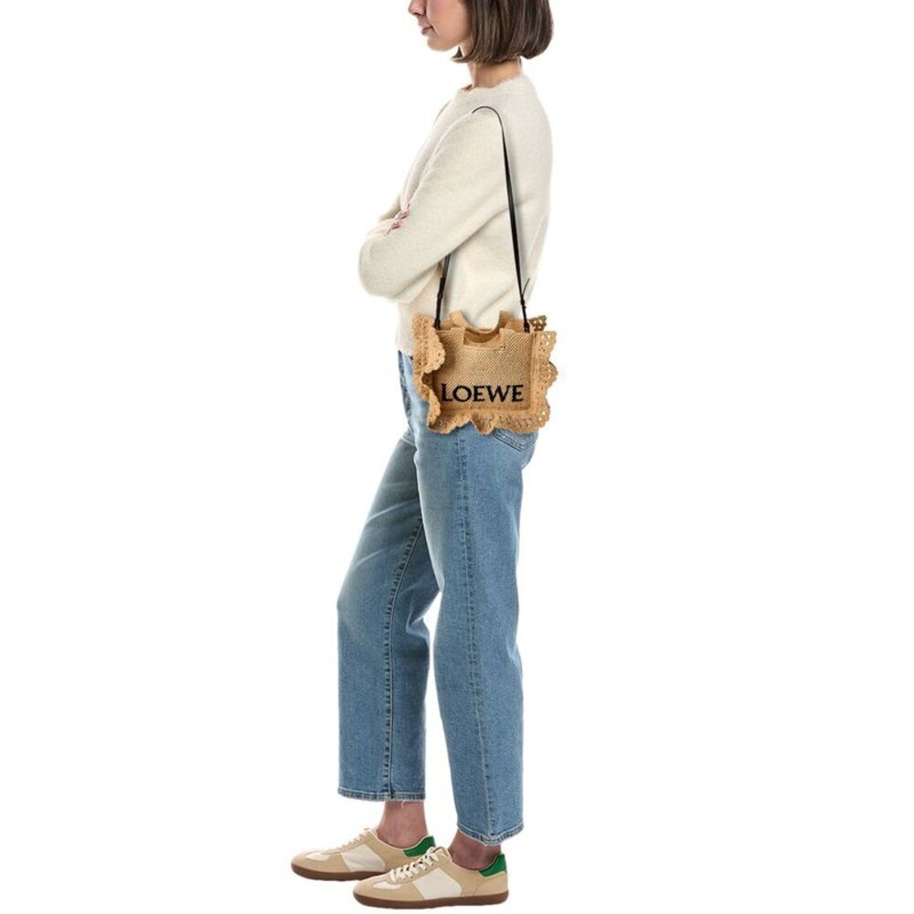 Loewe Font Small Raffia Tote, Beige - Picture 4 of 4